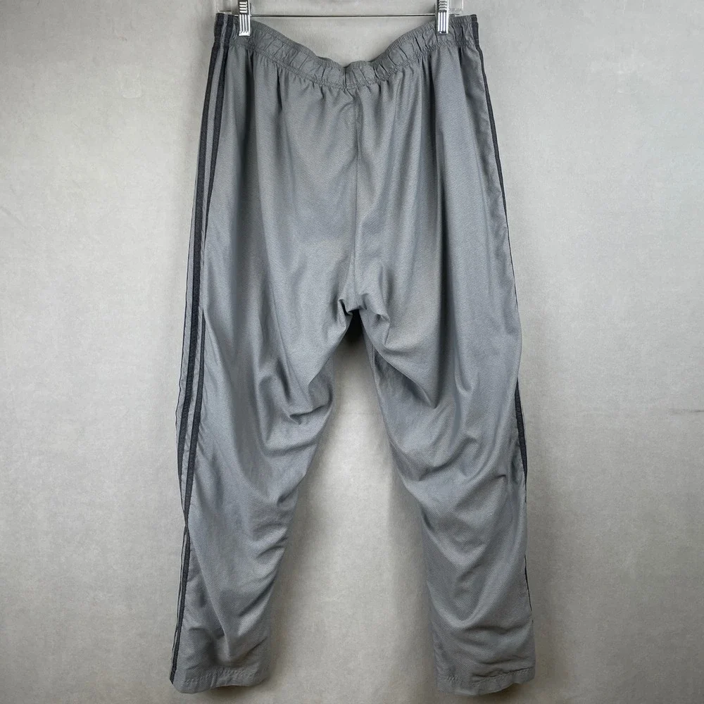 Adidas Climalite Grey Track Pants Men XL 3-Stripe Pockets Zip Cuffs S86814 READ